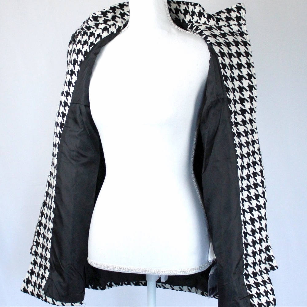 Houndstooth Zip Coat NWOT Black & White - Picture 7 of 9